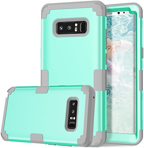 Galaxy Note 8 Case, Asstar 3 In 1 [Soft silicone+ Hard PC] Shockproof Hybrid High Impact Full Body Heavy Duty Protective Cover for Samsung Galaxy Note 8 2017 (Mint+Grey)