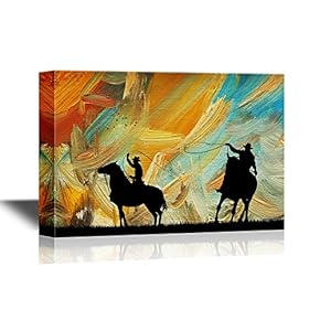 Cowboy Canvas Wall Art - Rodeo Cowboy - Gallery Wrap Modern Home Art | Ready to Hang - 12x18 inches