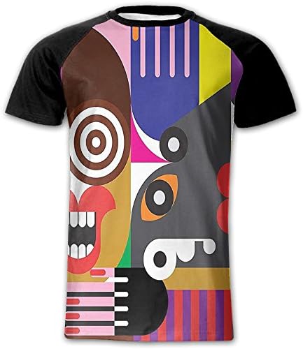 Newfood Ss Women Themed Art Deco Pattern with Geometric Cool Circled Men's Short Sleeve Raglan T XL