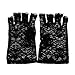ABC(TM) Women Party Sexy Mittens Fingerless Style Dressy Lace Gloves (Black)