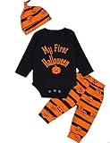 3Pcs/ Outfit Set Baby Boy Girl Infant My First Halloween Rompers(6-12 Months)