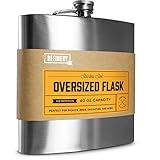 REFINERY AND CO. 40 Oz. Big Large Drink Flask, Stainless Steel, Oversized Vintage Design Holds Liquor Cocktails/Beverages, Leak Proof Screw Top, Great For Parties/Tailgates, Travel Friendly