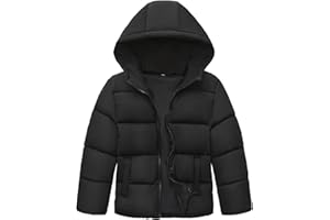 HOOD CREW Kids Boy’s Winter Coat Windproof Hooded Puffer Jackets Warm Outerwear Parka Padded Jacket