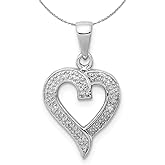 The Black Bow Rhodium Diamond Heart Pendant in Sterling Silver Necklace