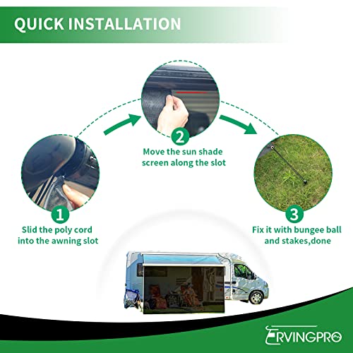 RVINGPRO RV Awning Shade Screen 8'x 15'3" RV Awning Sun Shade Kit Black Mesh Sun Blocker Provide