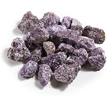 1 lb Bulk Lepidolite Rough Stones - Natural Raw Stones Mix & Fountain Rocks for Tumbling, Cabbing, Polishing, Wire Wrapping, Wicca & Reiki Crystal Healing