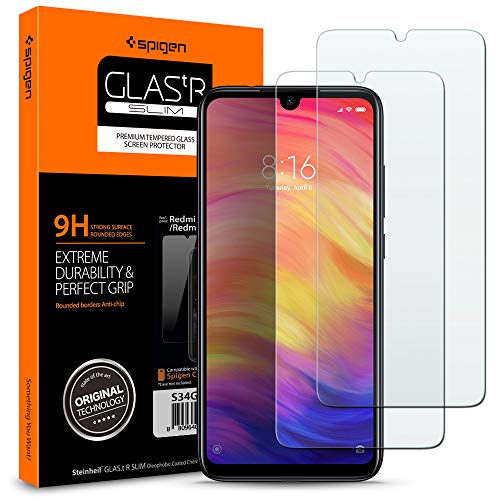 Spigen, Protector Pantalla Xiaomi Redmi Note 7 / Note 7 Pro, Compatible con Las Fundas, Transparente, Anti-Scratch, Cristal Vidrio Templado Premium