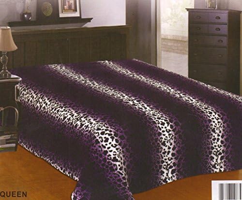 All Seasons Super Soft Luxury Coral Micro Fleece Plush Throw Blanket Full / Queen Animal Leopart Print Purple