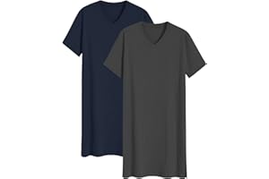 Latuza Men's 2 Pack Nightshirt Cotton Sleep Shirt Nightgown
