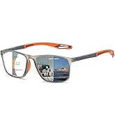 KISSOUL Multifocal Progressive Transition Photochromic Reading Glasses Blue Light Blocking Multifocus Readers Spring Hinge