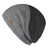 LETHMIK Duotone Knit Beanie Cap Unisex Acrylic Winter Hat With Warm Polar Fleece Lining Mix Grey