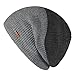 LETHMIK Duotone Knit Beanie Cap Unisex Slouchy Acrylic Winter Hat with Warm Polar Fleece Lining Mix Grey