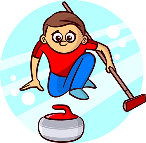Fun Happy Snow Sport Activity Icon Cartoon Vinyl Sticker (All Sizes, Broomball)