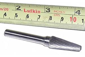 Canadian Tool and Supply 3/8-Inch x 1-Inch Taper 14° w/Radius End Carbide Bur Single Cut 1/4-Inch Shaft (SL-3-S)