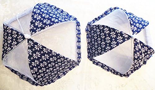 Set of 2 Large (Blue) Square Pop-up Mesh Screen Food Cover Tents - Keep Out Flies, Bugs, Mosquitos - Reusable -