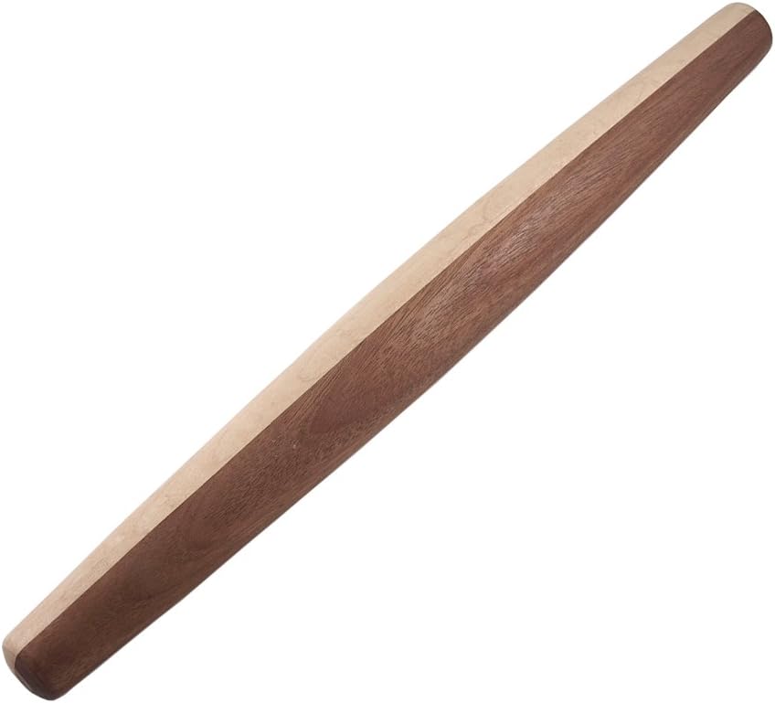 Two Tone Mahogany & Sugar Maple French Rolling Pin: Tapered Solid Wood Design. Hand Crafted in the USA.