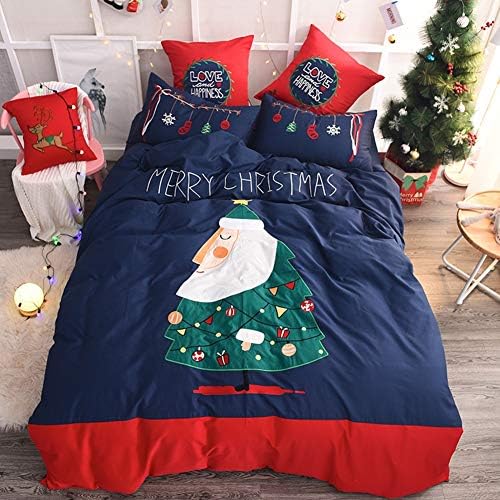 Xb Textiles Santa Claus Sleigh Father Christmas Quilt Duvet Cover Bedding Set,S