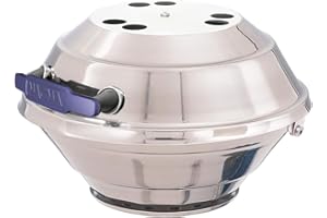 Magma A10-205 Marine Kettle Portable Gas Grill - Stainless Steel BBQ for Boats - Wind-Resistant Design, Safe Propane Connection, Stay Cool Handle - 15" Diameter