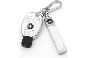 HAOYOUMEI Suitable For Mercedes Benz keys.Advanced soft TPU key Cover is compatible with CLS CLK AMG CLK GLC GLE GLS ML SL SLK A C E R S G Smart Remote Key (Type A White Key Case + key chain set)