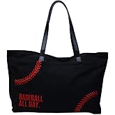 Gabigaba Woman Baseball Tote Handbag Large Oversize Casual Canvas Sports Mom Beach Travel Bag