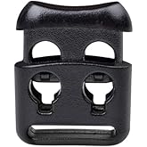 DYZD Small Double Hole Plastic Cord Locks End Spring Stop Toggle Stoppers Multi-Colour (10PCS, Black)