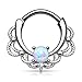 Lobal Domination 1pc Lacey Single Opal Septum Clicker Surgical Steel 16g Pierced Nose Ring (Steel with White Opal)