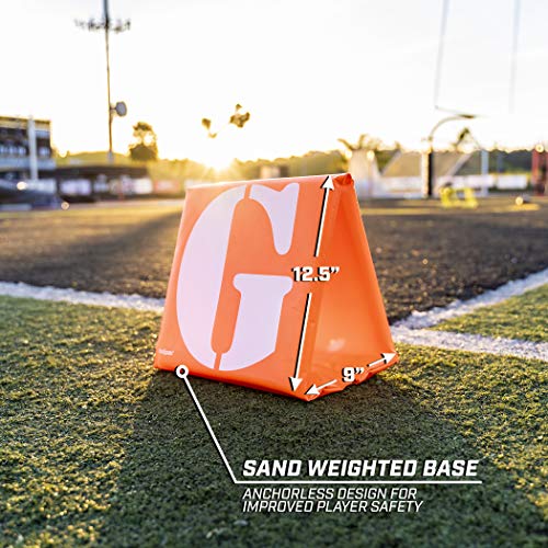 GoSports Football Field Yard Line Markers | Set of 11 | High Visibility Weighted Yardage Markers with Portable Carrying Case
