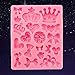 Sakolla Baby Shower Fondant Mold - Mini Bow Bowknot Crown Heart Silicone Mold for Sugarcraft, Cake Decorating, Chocolate, Candy, Polymer Clay, Cupcake Decorating