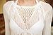 DQdq Women's Crochet Tassel Bathing Suit Cover Up White M