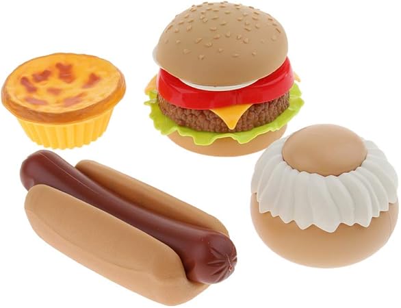 Amazon ミニチュア食べ物 ハンバーガーモデル キッチンおもちゃ シミュレーション演劇 遊ぶ玩具 全3色 ハンバーガー エッグタート 食べ物 おもちゃ