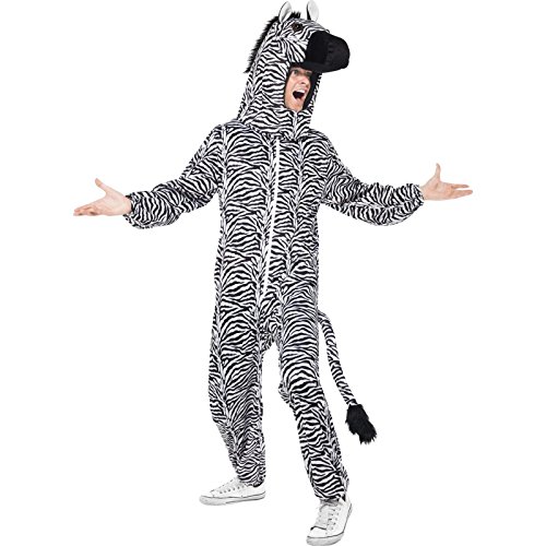 Smiffy's Men's Zebra Costume with Bodysuit and Hood