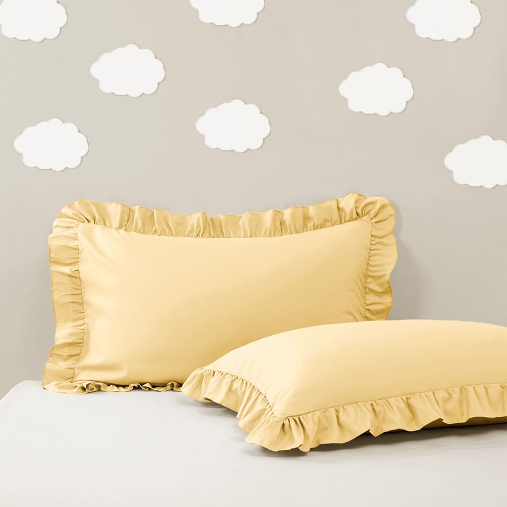 Photo 1 of 2 Pack Travel Pillow Cases 14x20 Inches, Gold Small Pillow Cases Microfiber Ruffled Pillowcases, Soft Breathable and Non Shrinking Envelope Scalloped Pillowcase