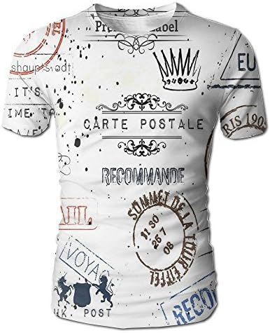 Edgar John Retro Post Stamps Postage Mail Paris Antique Artistic Design Vocation Traveling Men's Short Sleeve Tshirt M