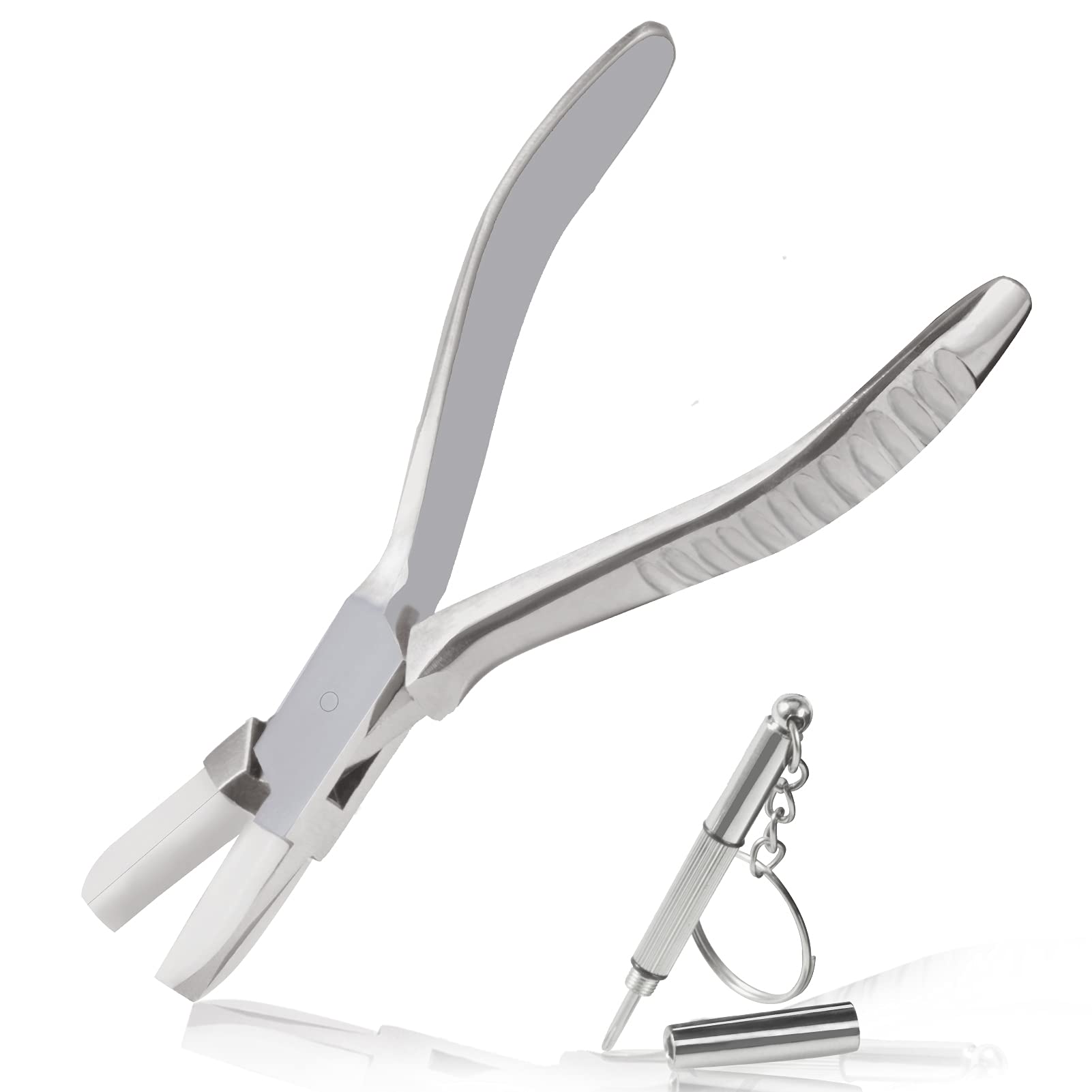 LEONTOOL Flat Nose Nylon Jaw Eyeglasses Pliers 6 Inches Eyeglasses Frame Pliers Glasses Repair Assembling & Ajusting Tools Optical Optician Tool with Eyeglass Repair Screwdriver — image 1