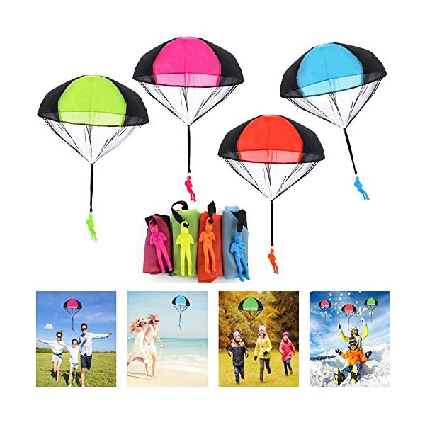 JWTOYZ Fallschirm Spielzeug Kinder, Fallschirm Kinder Fallschirmspringer Spielzeug, Outdoor Flugspielzeug für Kinder…