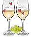 BANBERRY DESIGNS His and Hers Gifts - Wine Glass Set - I Love You, Love You More - Set of 2 - Sweethearts Wine Glasses with Decorative Hearts - Romantic Glassware - 7 3/4