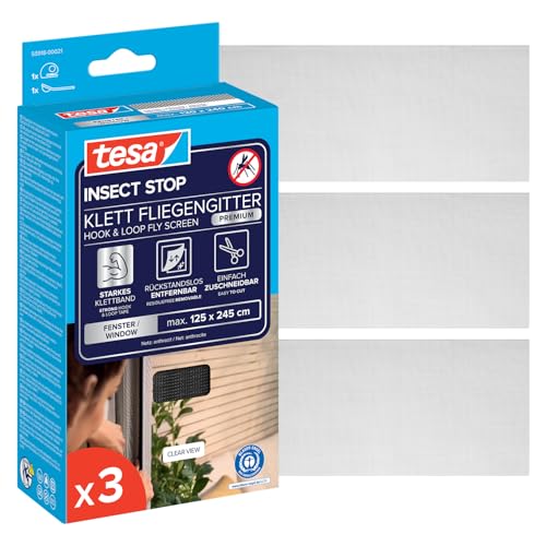tesa INSECT STOP 3x Premium Hook & Loop Flyscreens 125 cm x 245 cm Anthrac.