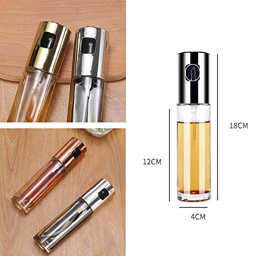 Cdycam Olive Oil Sprayer Misters Bottle, 100ml Food-grade Glass Oil Vinegar Soy Sauce Dispenser Pump Sprayer for BBQ, Grilling, Kitchen, Cooking, Salad, Bread Baking, Frying, Pack of 2