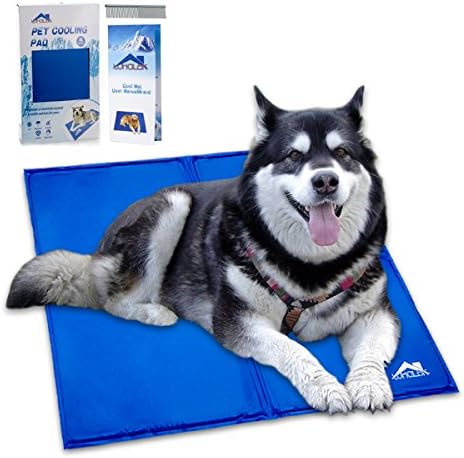 Whalek Pet Cooling Mat Pet Cooling Pad, Dog Self Cooling Mat Pad for Kenn els, Crates and Beds for XL Dogs 37X31.5 Large Blue, with Pet Comb