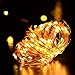 Copper Wire Lights Strings, LTROP 33ft 100 LED Solar Powered Starry String Lights, Waterproof Décor Rope Light for Seasonal Decorative Christmas Holiday, Wedding, Party- Warm White