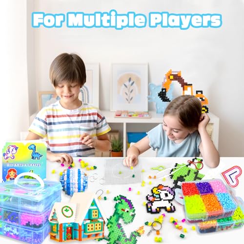 Iron-on Beads, 11000 Pieces Fuse Beads 20 Colors Set with Storage Box, User Guide, DIY Jewelry Design, Creative and Craft, for Children Birthday Christmas (5mm)
