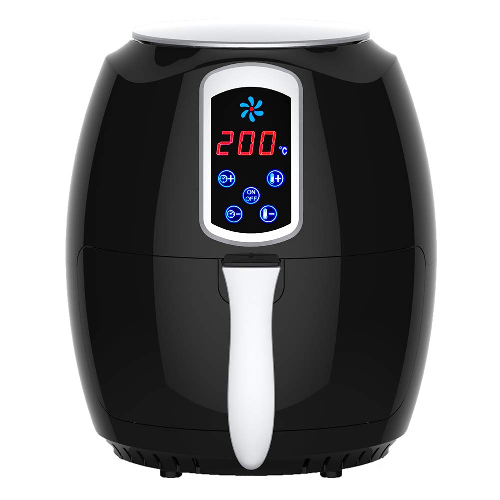 Air Fryer 3.2 Liter Oil Free Air Cooker with Digital Touch Screen, Adjustable Temperature and Time Control/ 60 Mins Auto Shut Off/Cool-to-Touch Exterior/Removable Dishwasher Safe Basket(Black)