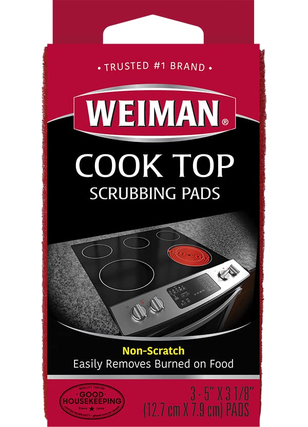 Weiman Cooktop Scrubbing Pads, 3 Count ScratchFree Cleaning Pads for