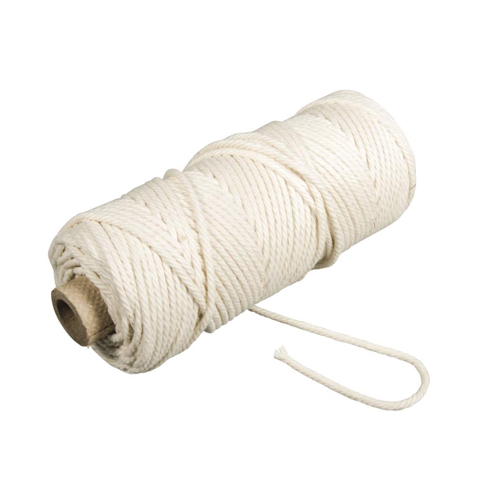 Rayher Poly-Cotton Crochet Thread, Yarn for Craft, Floristry and Decorations, Macrame Cord with a Diameter of 3.7mm, 280g, 70m, white, 4400302