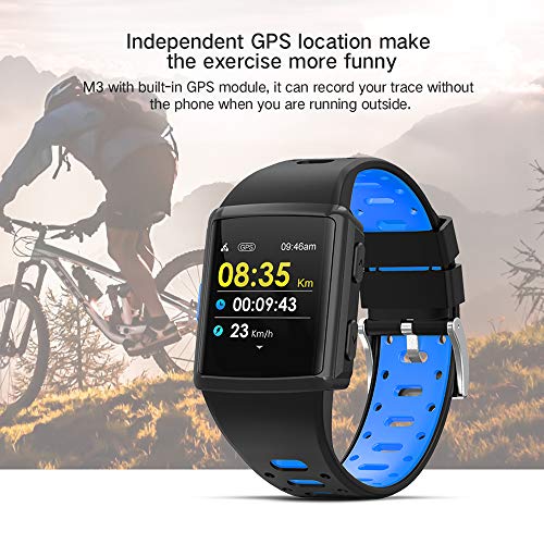 SMA-M3 GPS Sport Smart Watch for Man for Women Fitness Tracker Heart Rate Monitoring Watches as Gift (Blue) - Thumbnail 6