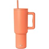 Simple Modern 40 oz Trek Tumbler with Handle and Straw Lid | Cup Holder Friendly Insulated Stainless Steel Travel Mug | Clementine