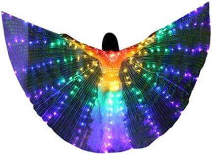 Isis Wings,SuperUS Belly Dance LED Angel Isis Wings with Flexible Sticks Women's Egyptian Egypt Belly Dance Costume Bifurcate ISIS Wings (1 Set, Multicolor B)