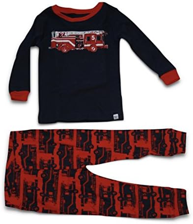 Baby Gap Boys 2-Piece Long Sleeve Shirt Top and Pants Sleep PJ Set (3 Years, Fire Rescue Trucks)