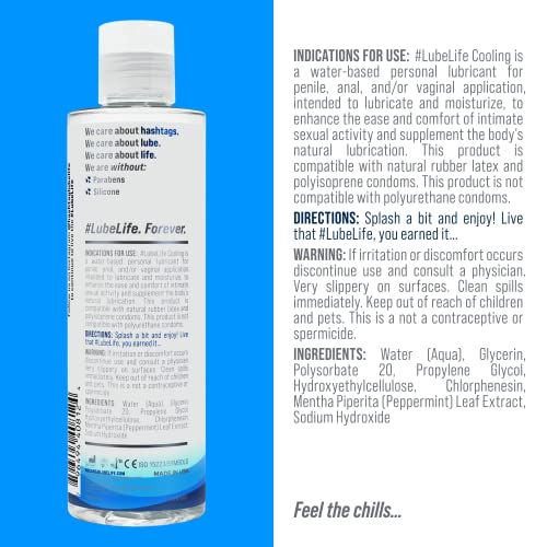 Lube Life WaterBased Cooling Personal Lubricant, Cool Tingling