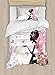 Ambesonne Fantasy Duvet Cover Set, Modern Silhouette in a Floral Wings Surreal Garden Flying Butterflies Print Blushy, Decorative 3 Piece Bedding Set with 2 Pillow Shams, Twin Size, Multicolor